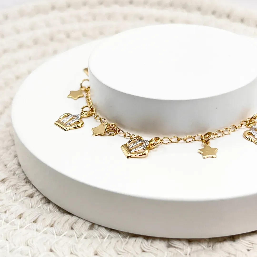 PULSEIRA INFANTIL COROAS E ESTRELAS