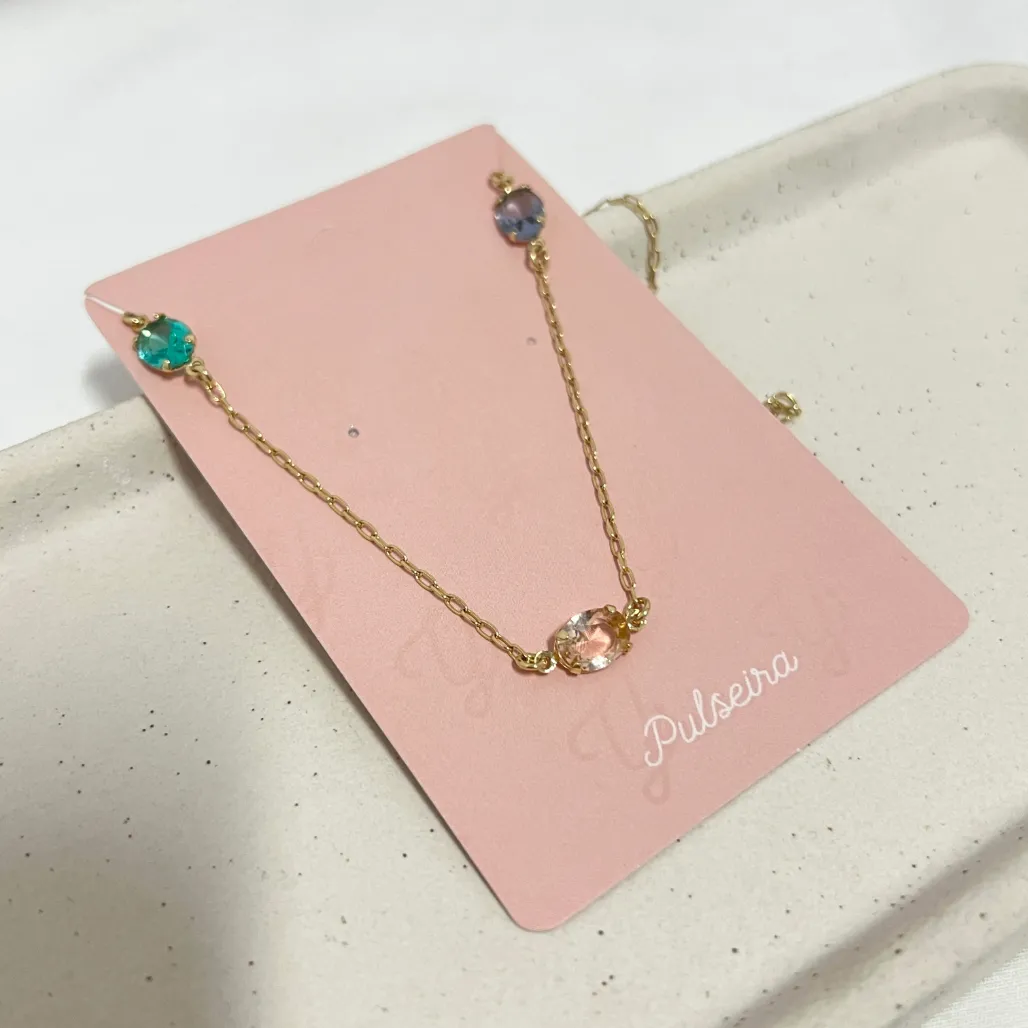 COLAR CHOKER PEDRAS OVAIS CANDY COLOR