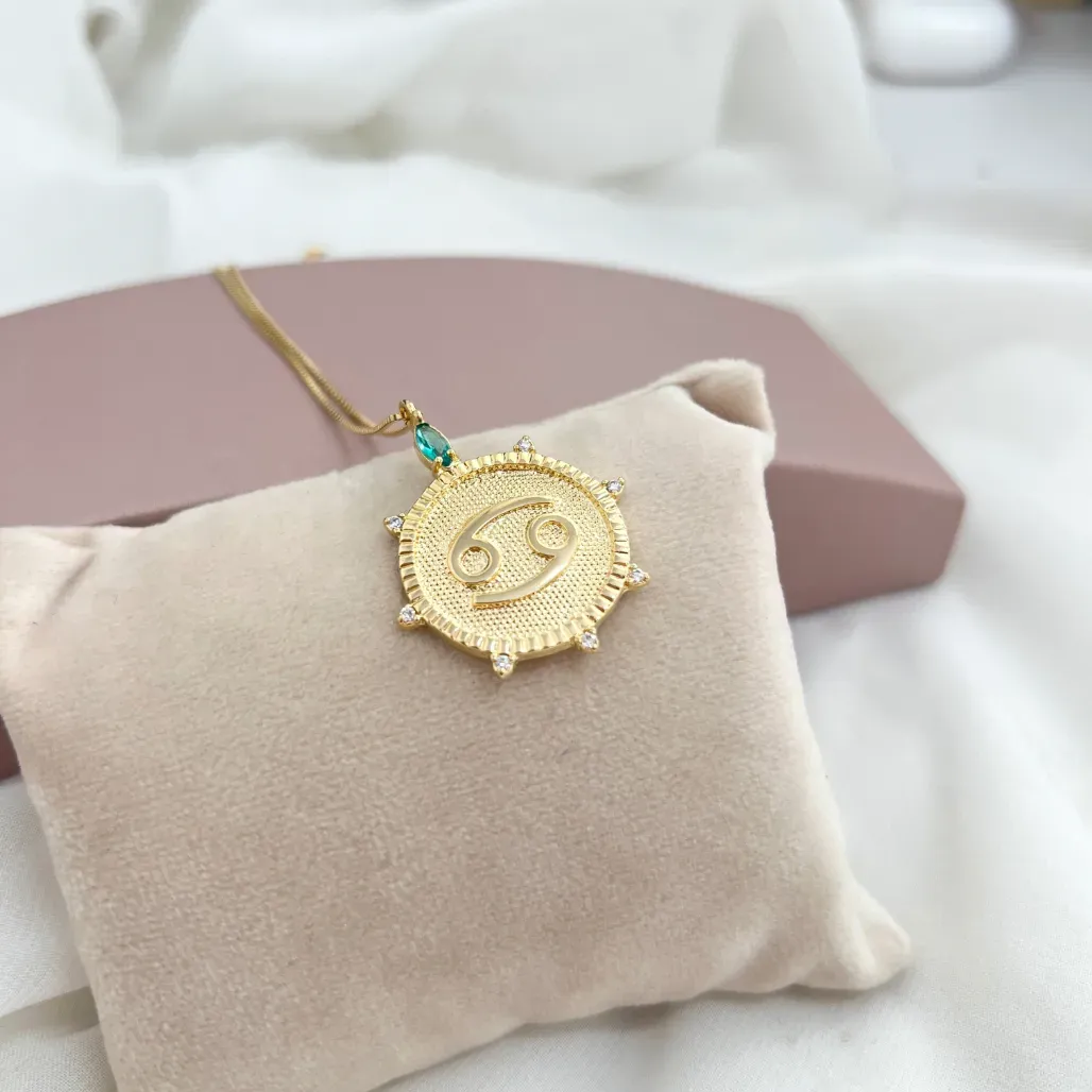 COLAR SIGNO CÂNCER COM PEDRINHAS