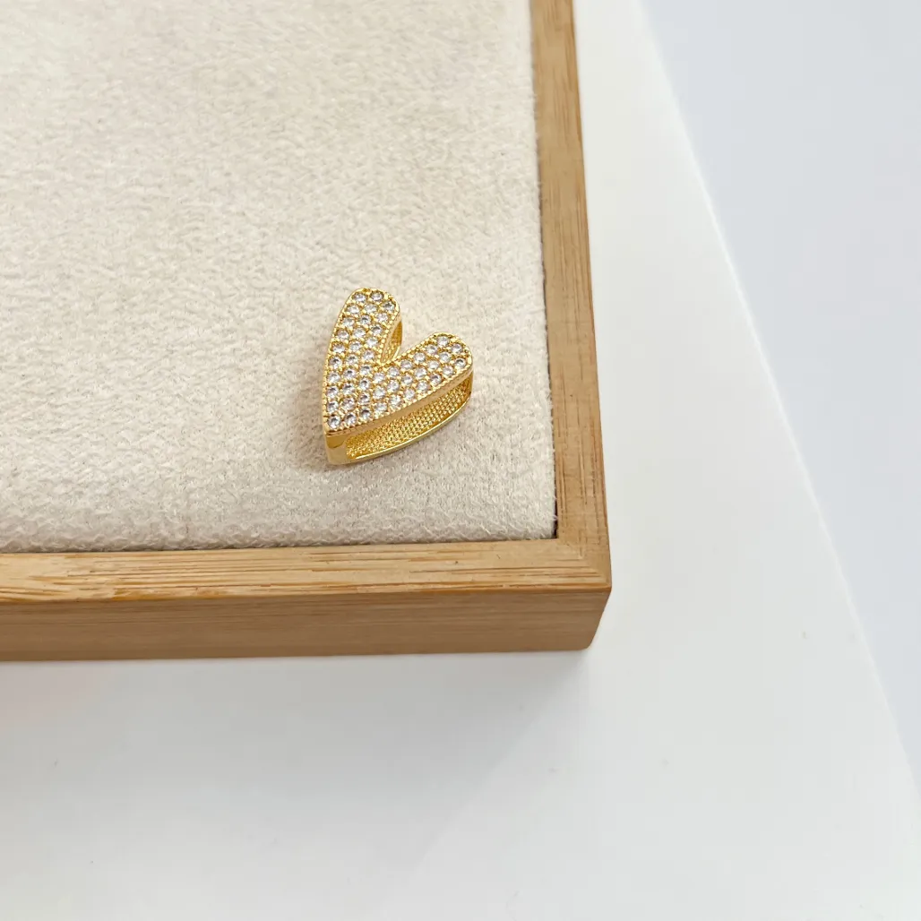 PINGENTE CORAÇÃO CRAVEJADO 1,5CM  - IDEAL PARA COLARES GROSSOS