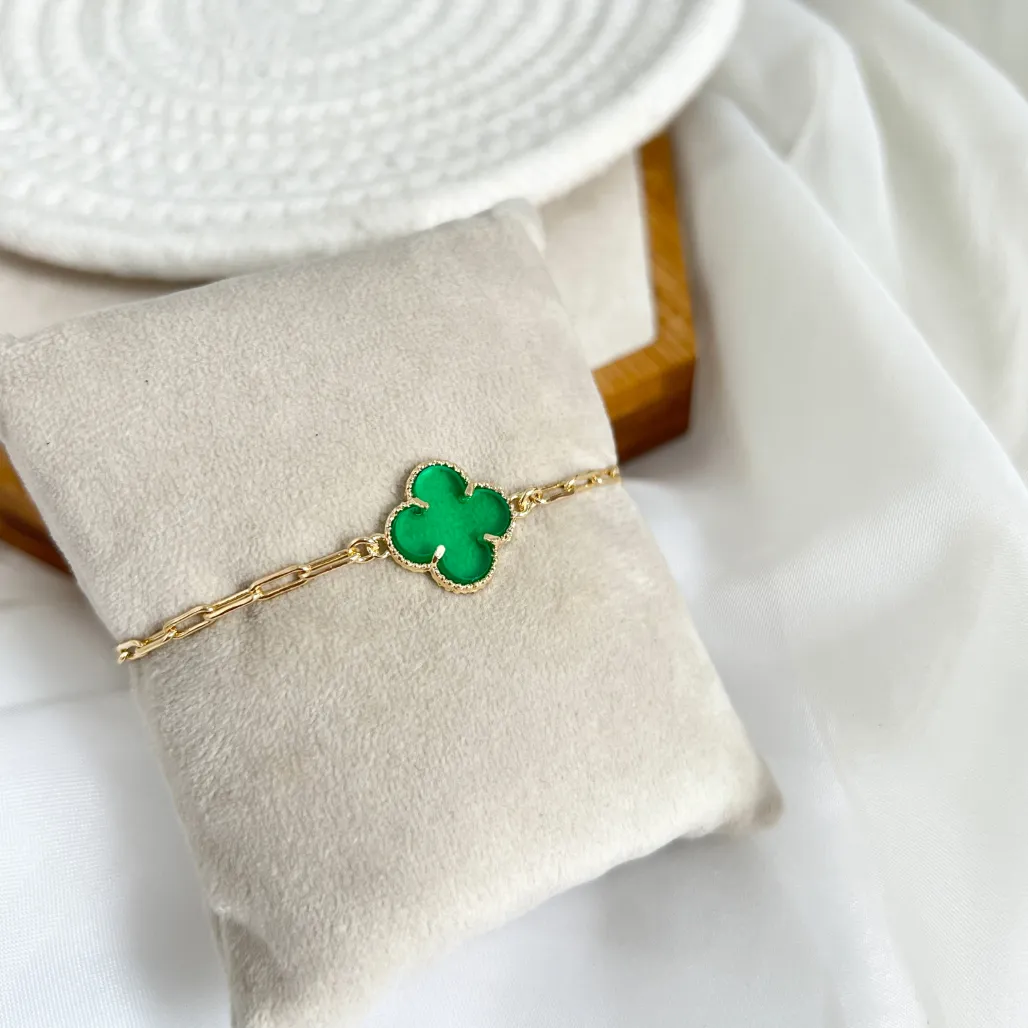 PULSEIRA TREVO VERDE ACRÍLICO