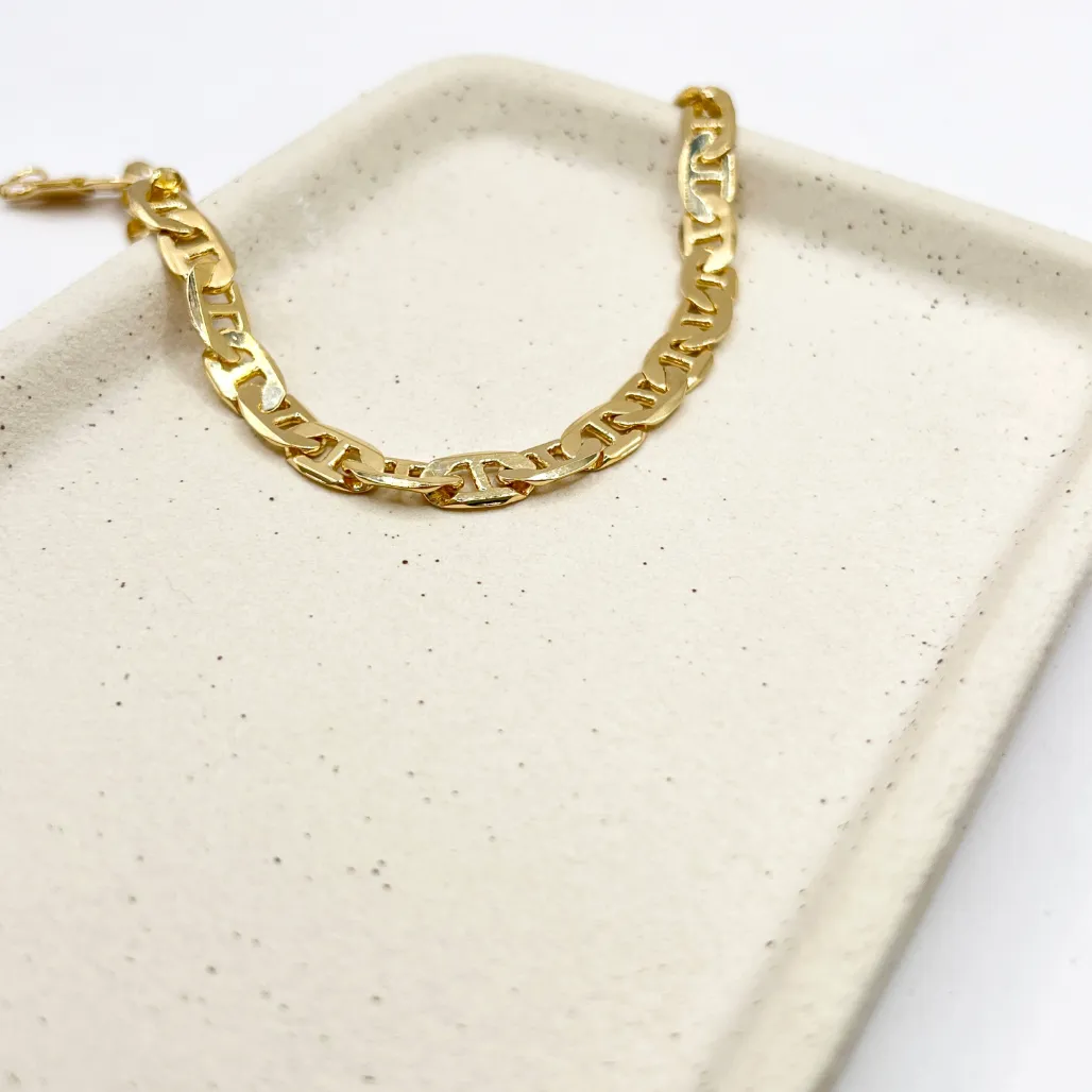 PULSEIRA ELO GUCCI 6,5MM COM FECHO DE CORAÇÃO CRAVEJADO