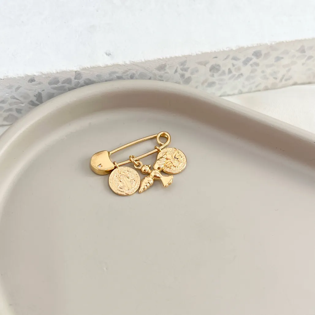 BROCHE - ALFINETE COM 3 PINGENTES