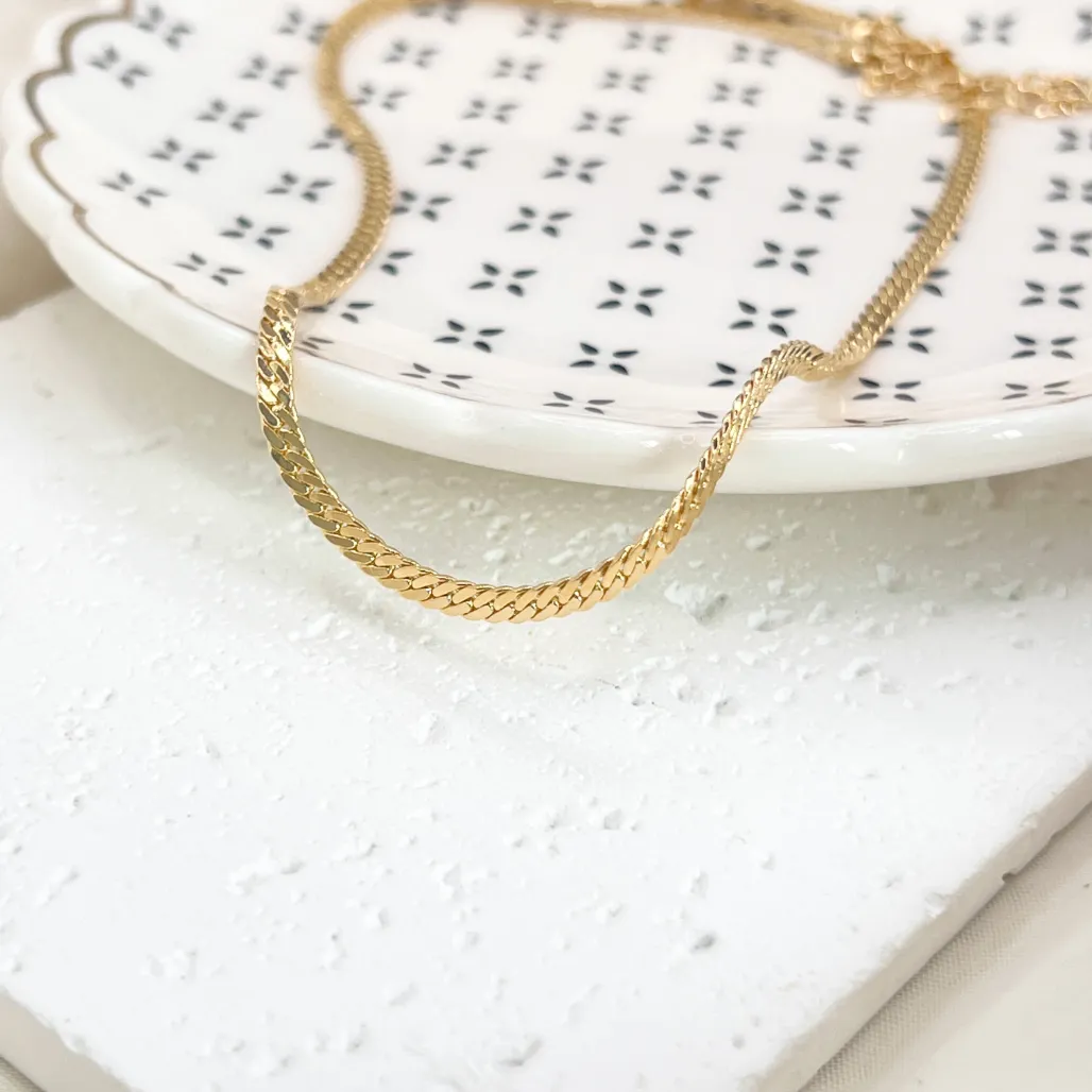COLAR CHOKER CUBANA LAMINADA 2,5MM 30CM +10CM EXTENSOR
