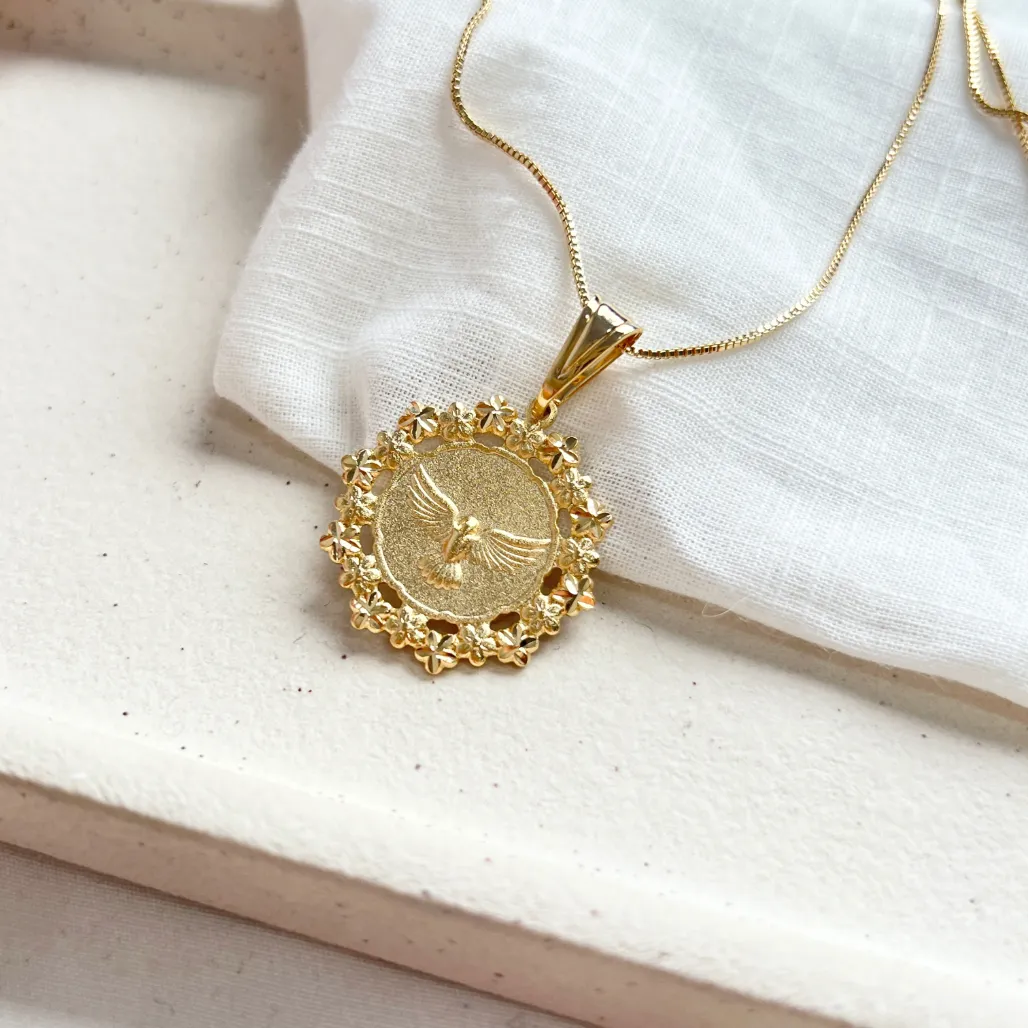 COLAR MEDALHA DIAMANTADA DIVINO ESPÍRITO SANTO