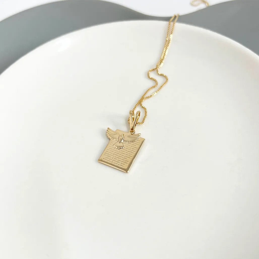 COLAR MEDALHA ORAÇÃO PAI NOSSO COM ESPIRÍTO SANTO
