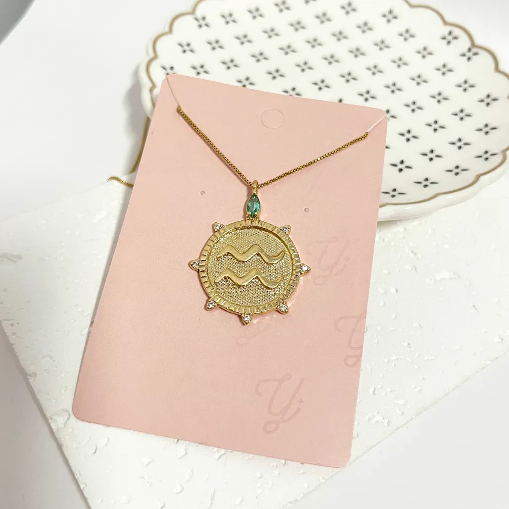 COLAR SIGNO AQUÁRIO COM PEDRINHAS