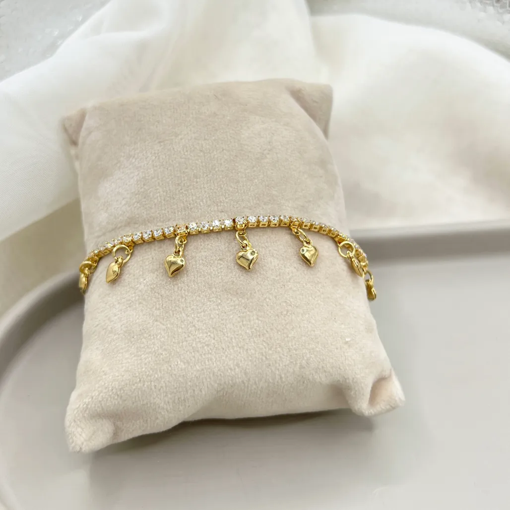 PULSEIRA RIVIERA COM PINGENTES DE CORAÇÕES