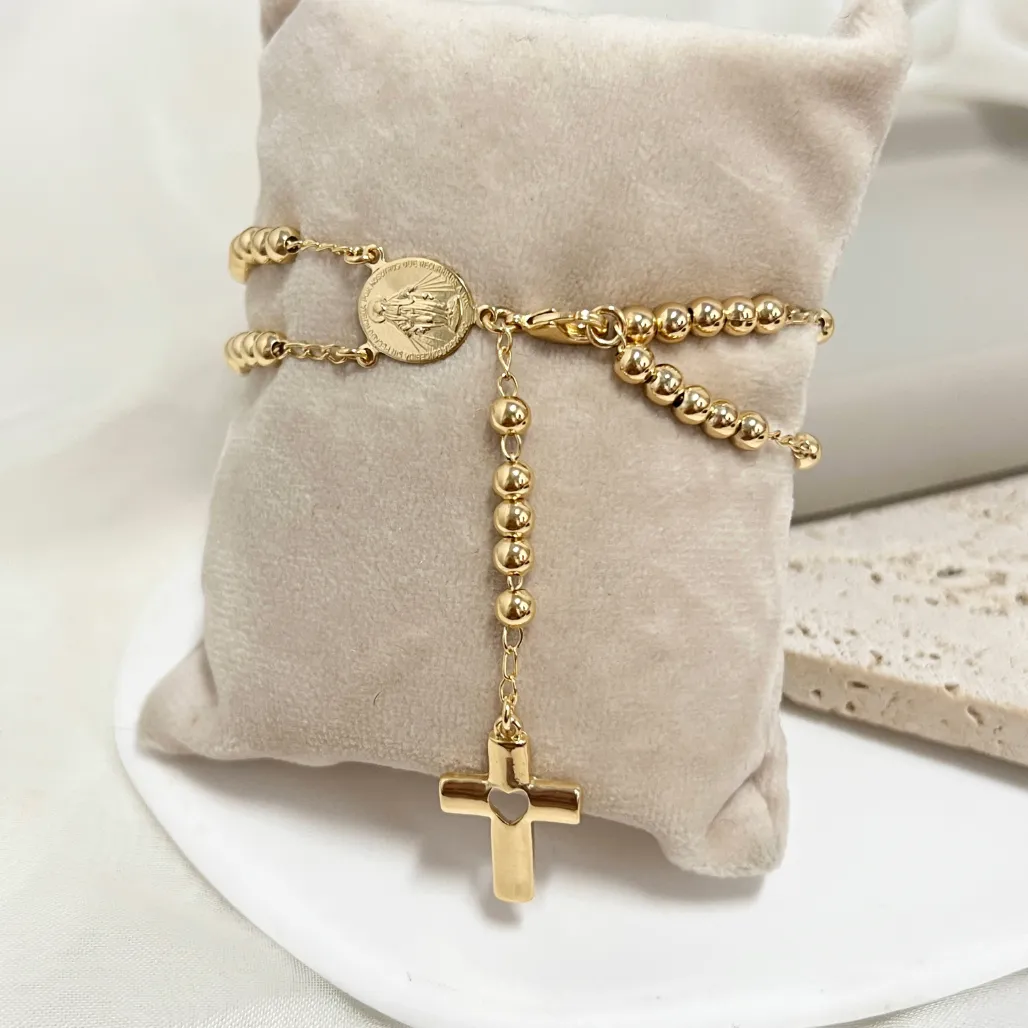 PULSEIRA TERÇO BOLA 4MM NOSSA SENHORA DAS GRAÇAS