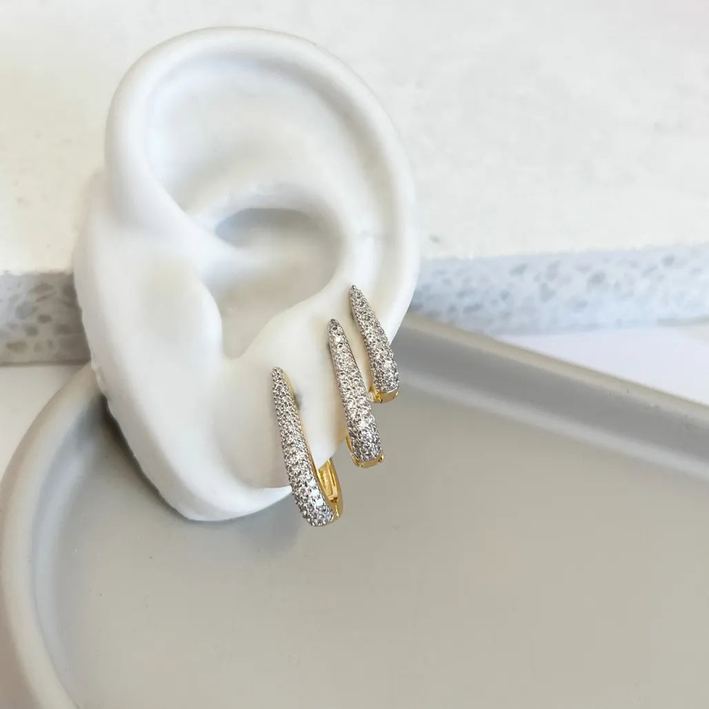 TRIO ARGOLA ARTICULADA GOTA LONGA CRAVEJADA