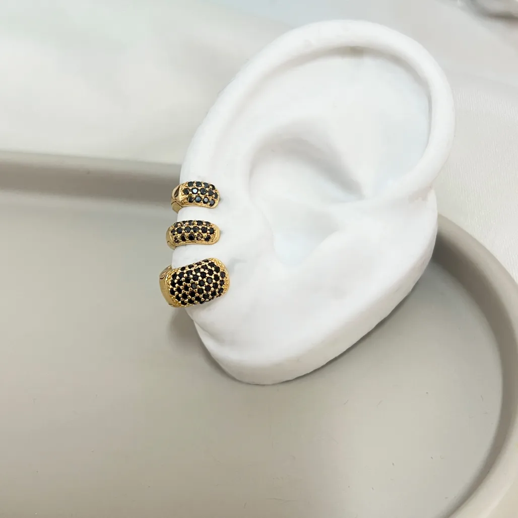 TRIO ARGOLAS ZIRCONIAS NEGRAS