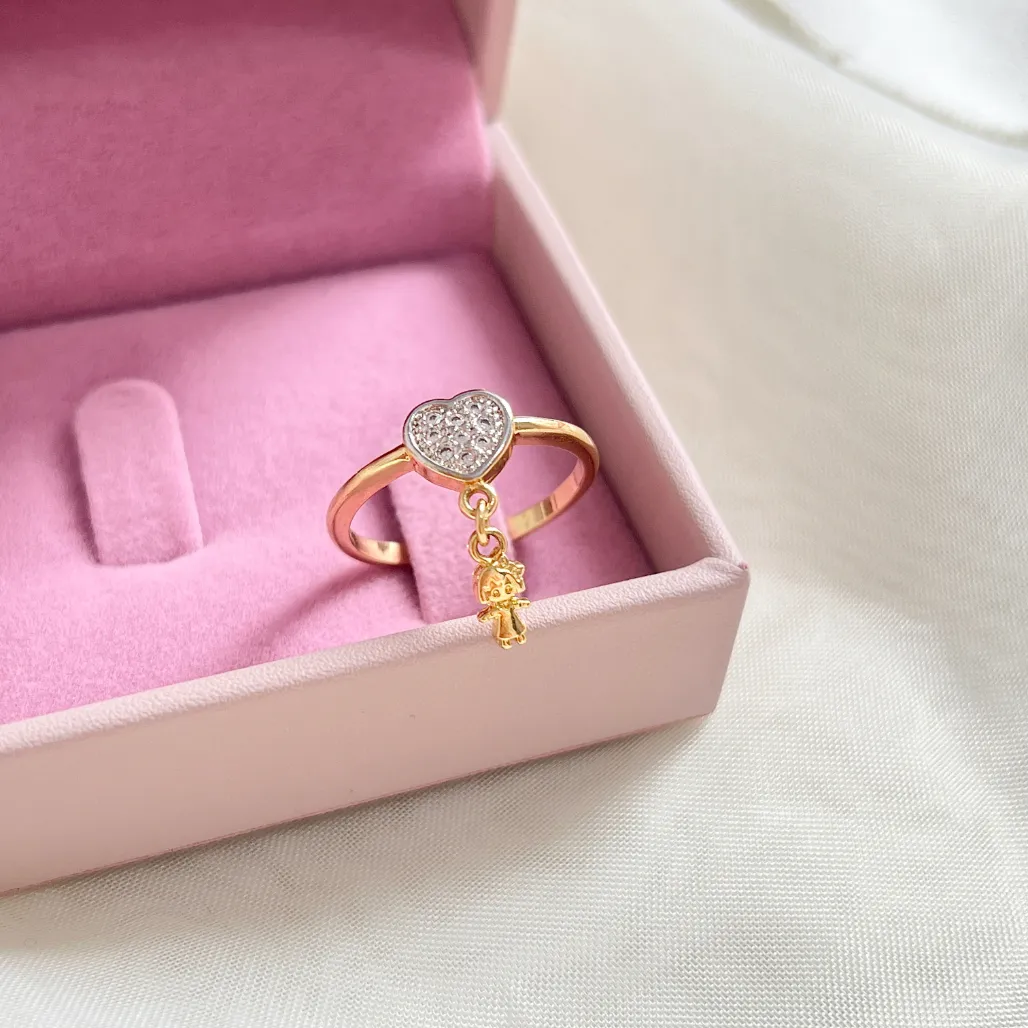 ANEL CORAÇÃO MICRO ZIRCONIA - 1 MENINA