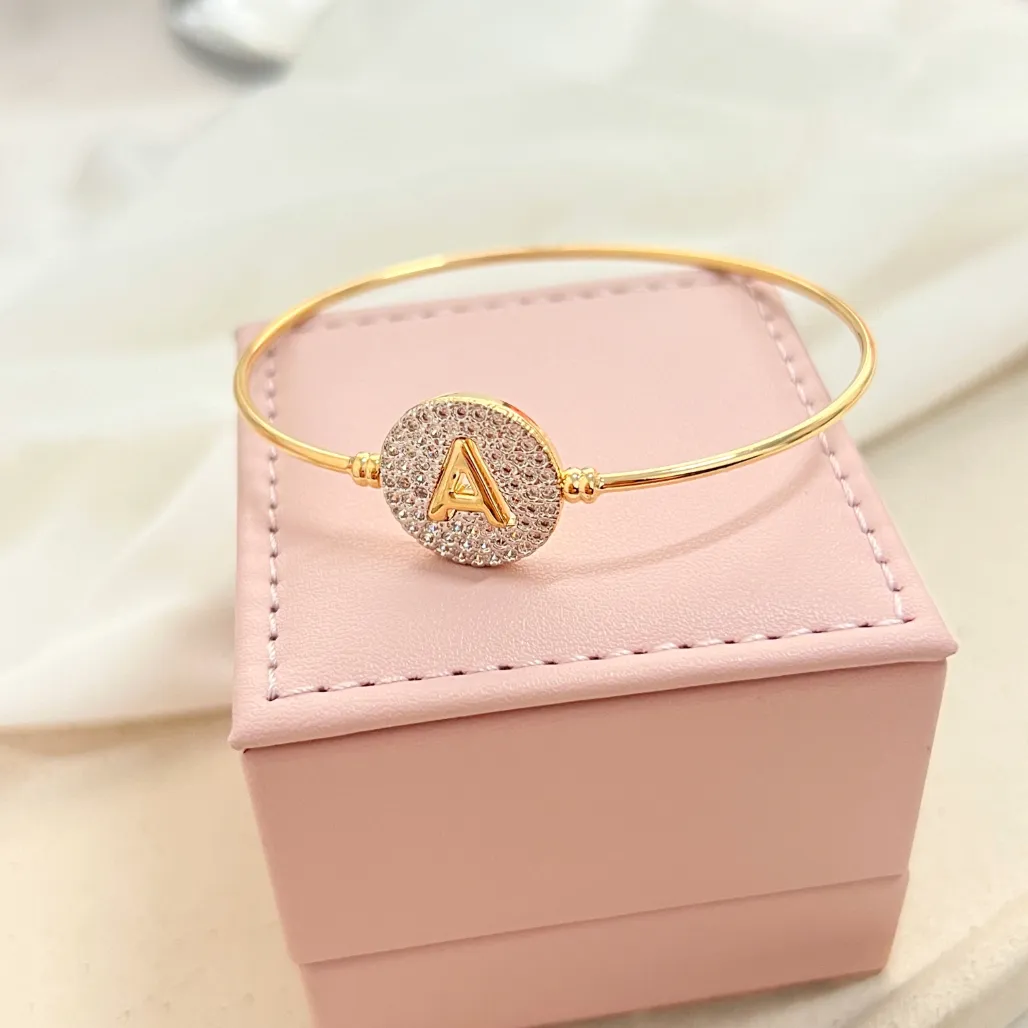 BRACELETE LETRA COM ENCAIXE CRAVEJADO - A