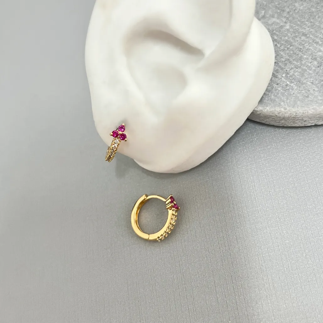 BRINCO ARGOLA ARTICULADA COM 3 PONTINHOS PINK