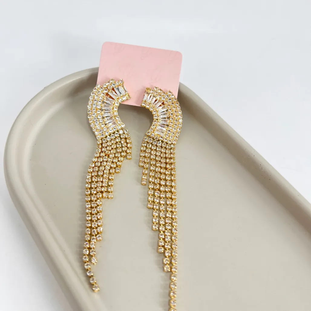 BRINCO LONGO STRASS FESTA 10CM