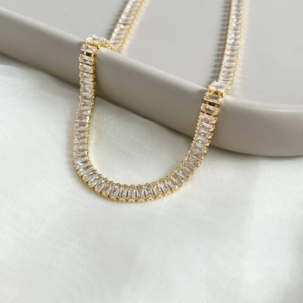 COLAR CHOKER RIVIERA BAGUETES 40CM