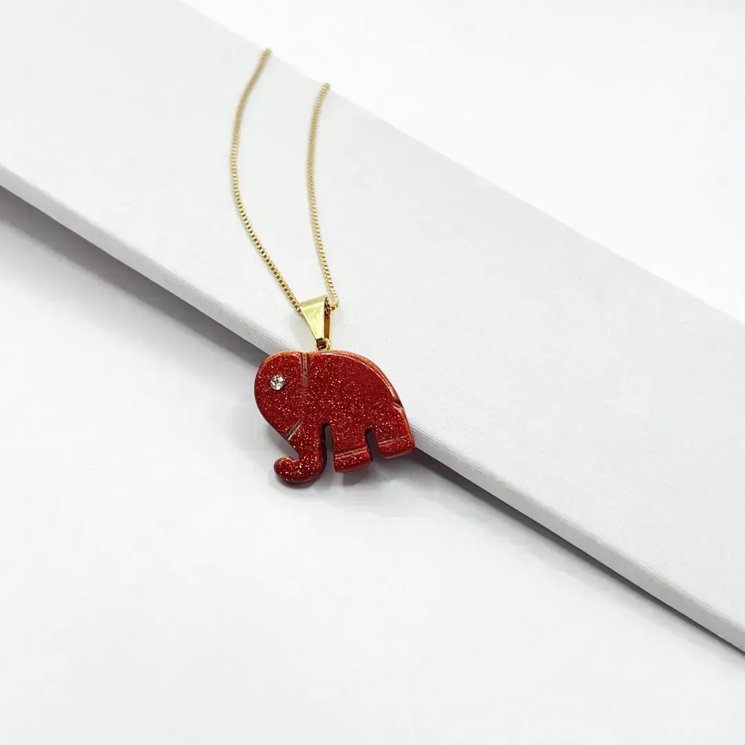 COLAR ELEFANTE PEDRA NATURAL - PEDRA DO SOL