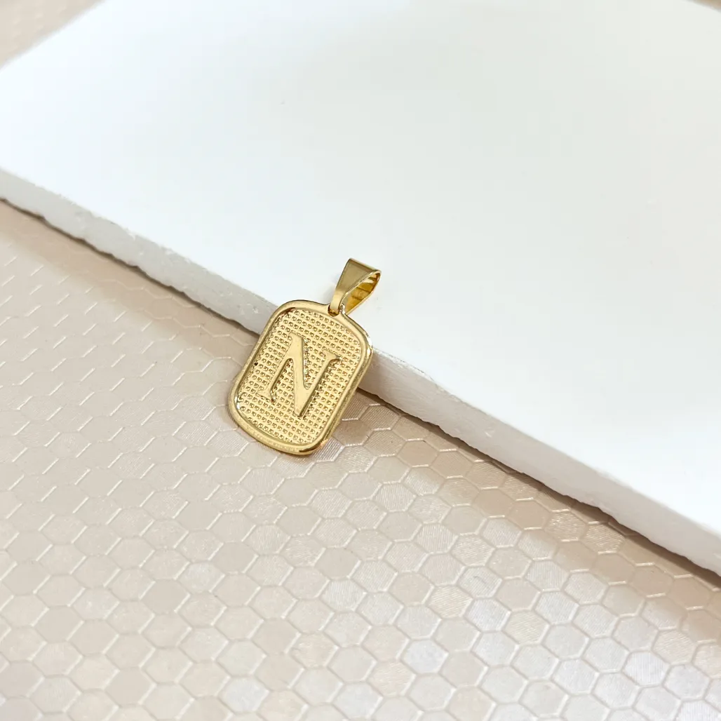 PINGENTE MEDALHA PEQUENA DE LETRA - N