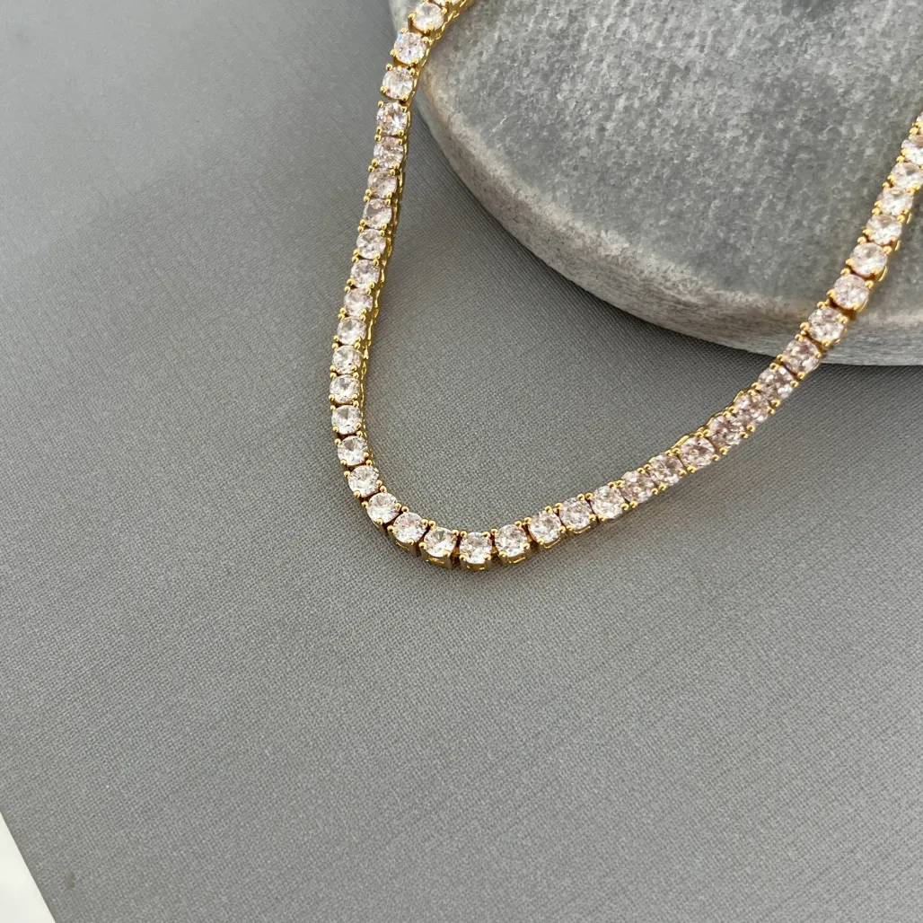 COLAR RIVIERA 4 GARRAS COM FECHO JOIA 40CM PEDRA 3MM