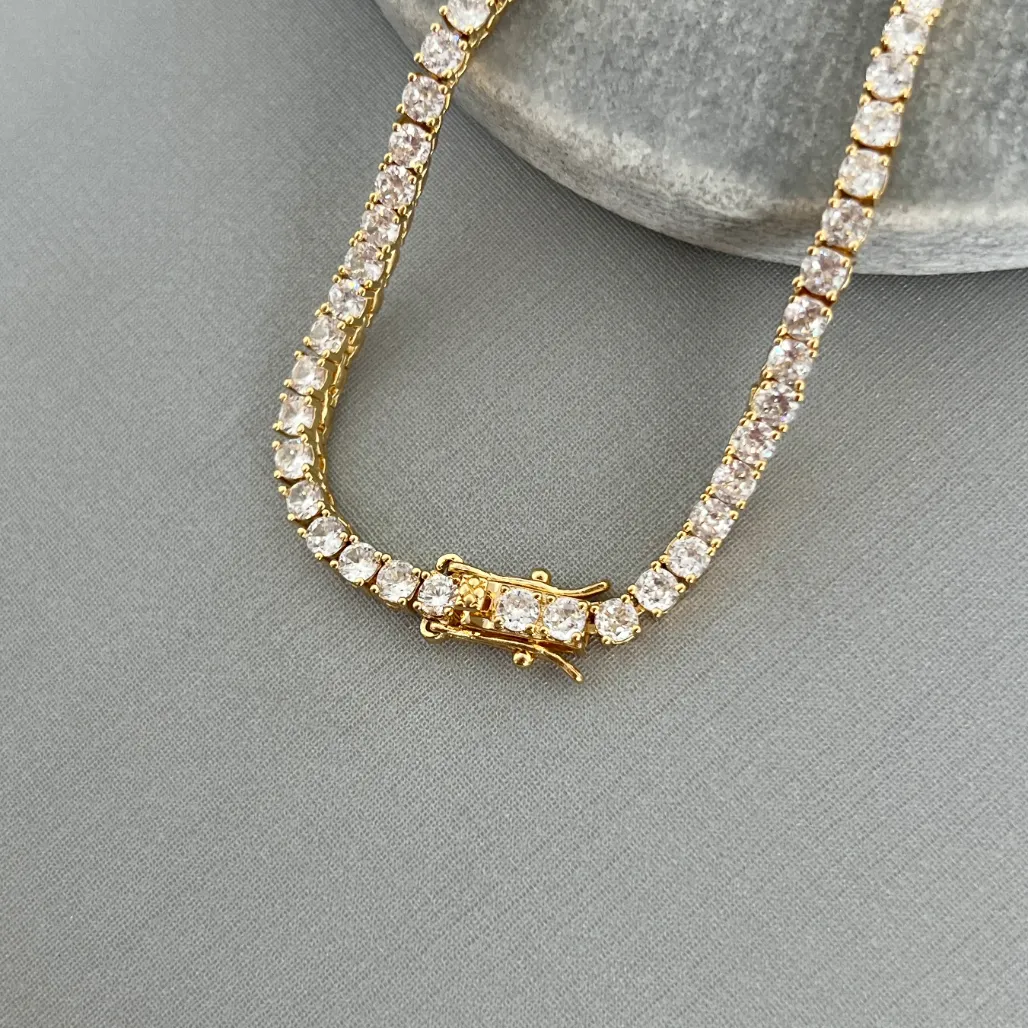 COLAR RIVIERA 4 GARRAS COM FECHO JOIA 40CM PEDRA 3MM