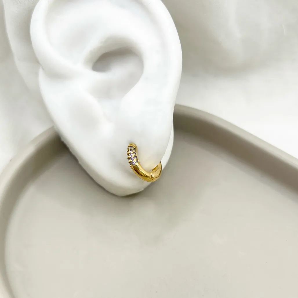 BRINCO ARGOLA ARTICULADA ZIRCONIA LAVANDA - BR2361