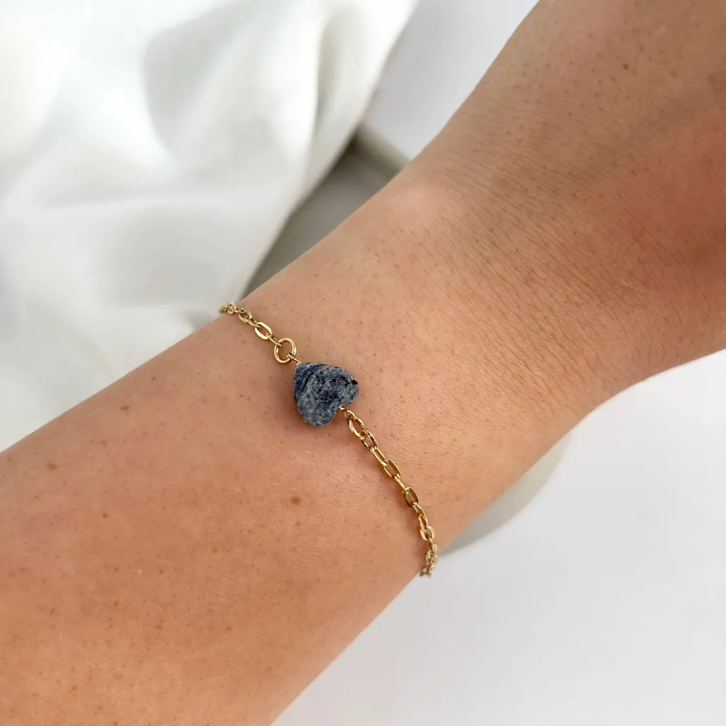 PULSEIRA PEDRA NATURAL EM FORMATO DE CORAÇÃO