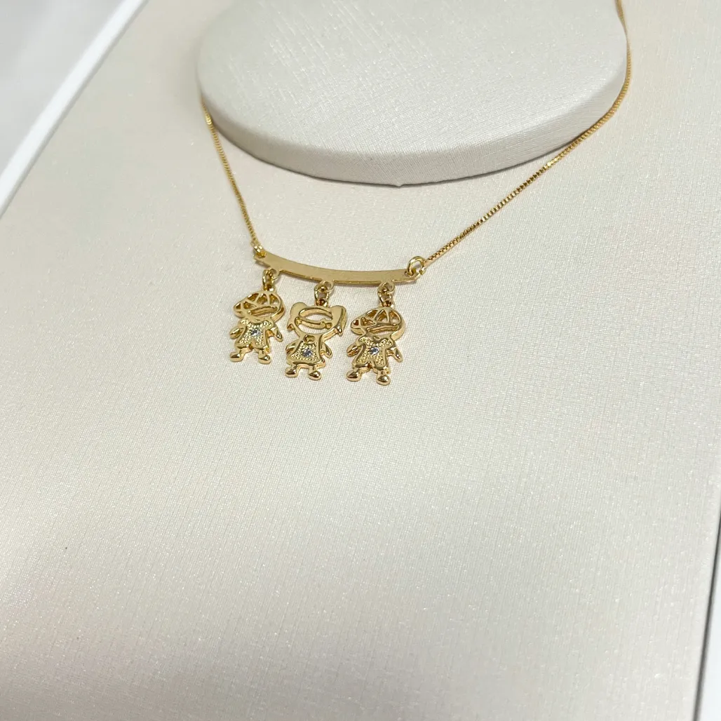 COLAR 2 MENINOS E 1 MENINA COM 1 PEDRA DE ZIRCONIA