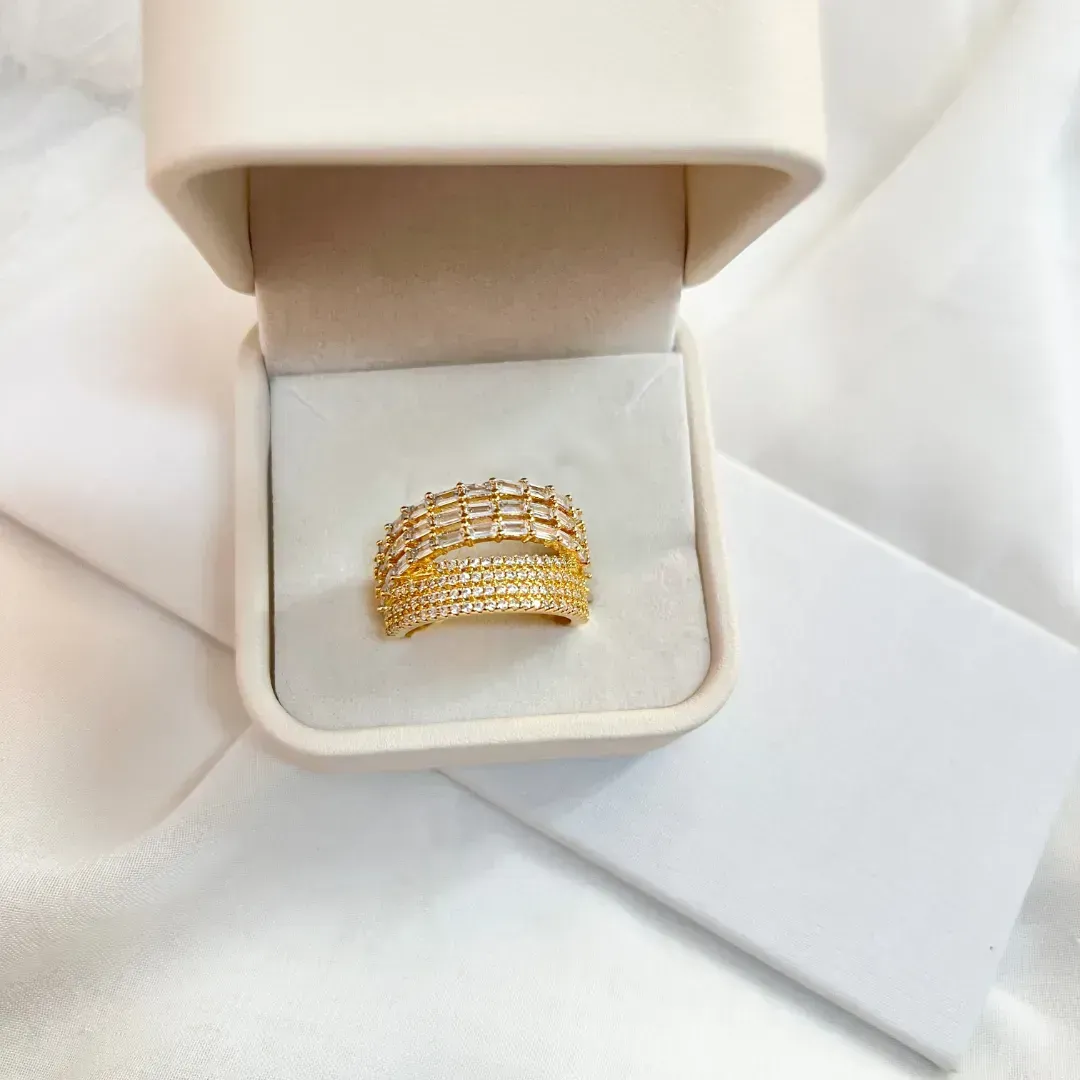 ANEL LUXO MICRO ZIRCONIAS E BAGUETES