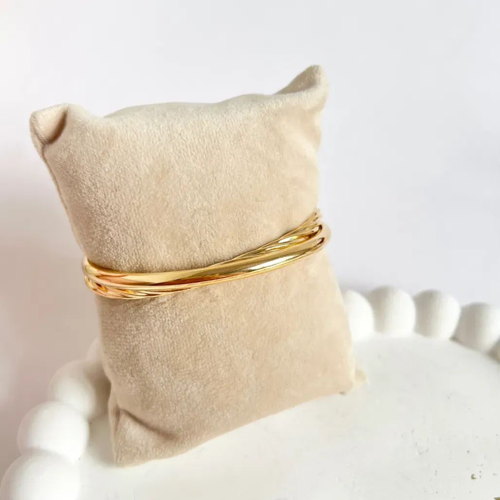 BRACELETE ABERTO TUBOS LISO E TORCIDO