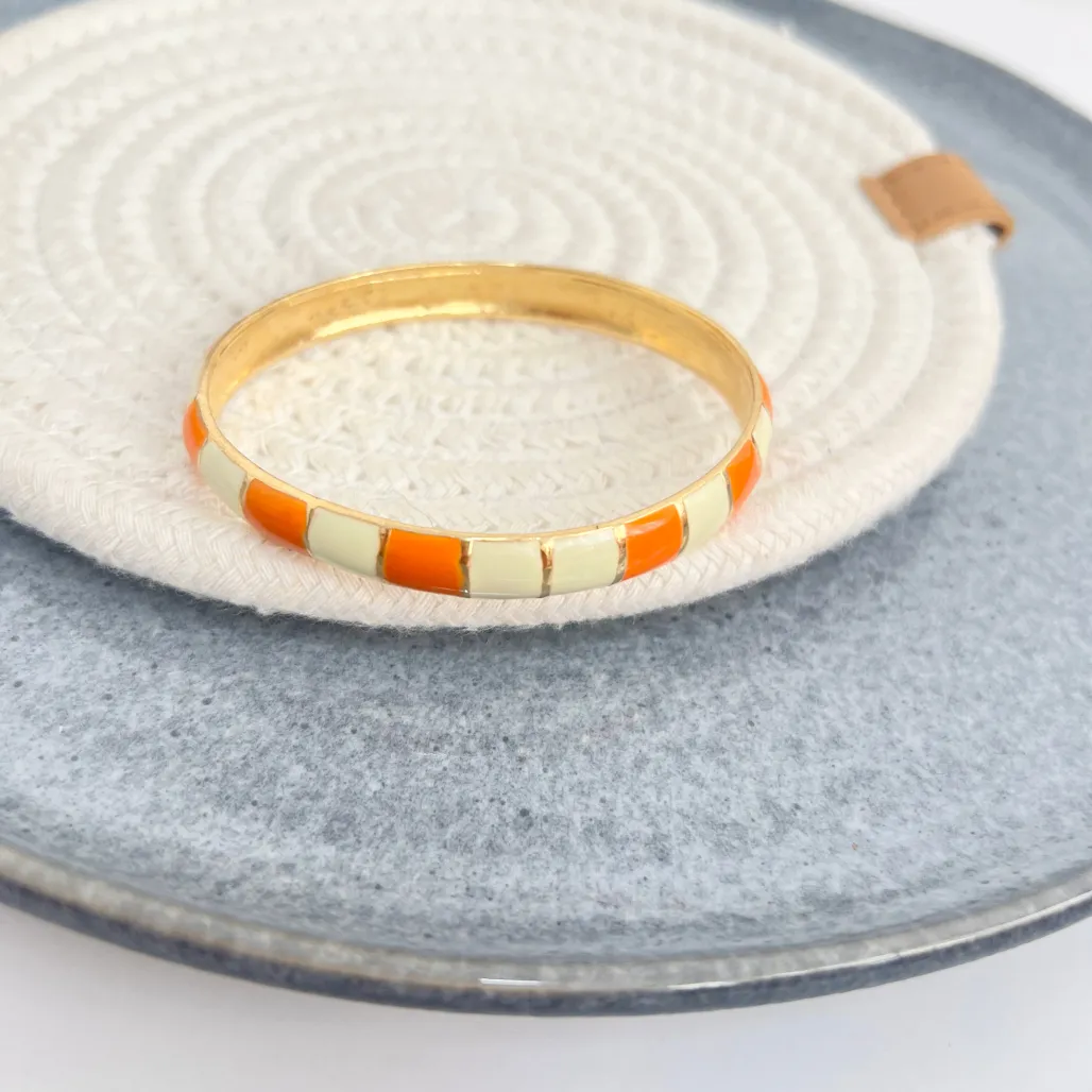 BRACELETE RESINADO LISTRAS TONS DE LARANJA
