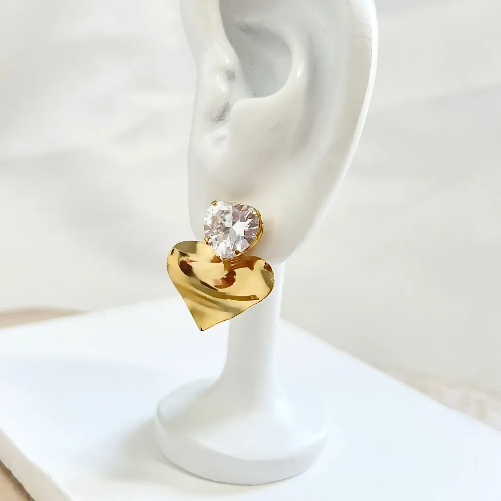 BRINCO CORAÇÃO CHAPA COM ZIRCONIA DE CORAÇÃO