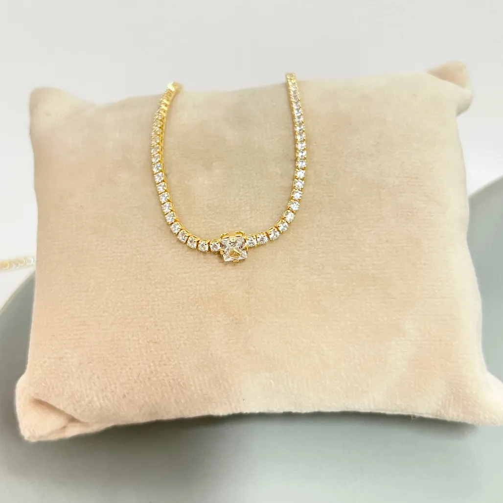 COLAR CHOKER RIVIERA COM PEDRA MAIOR NO CENTRO