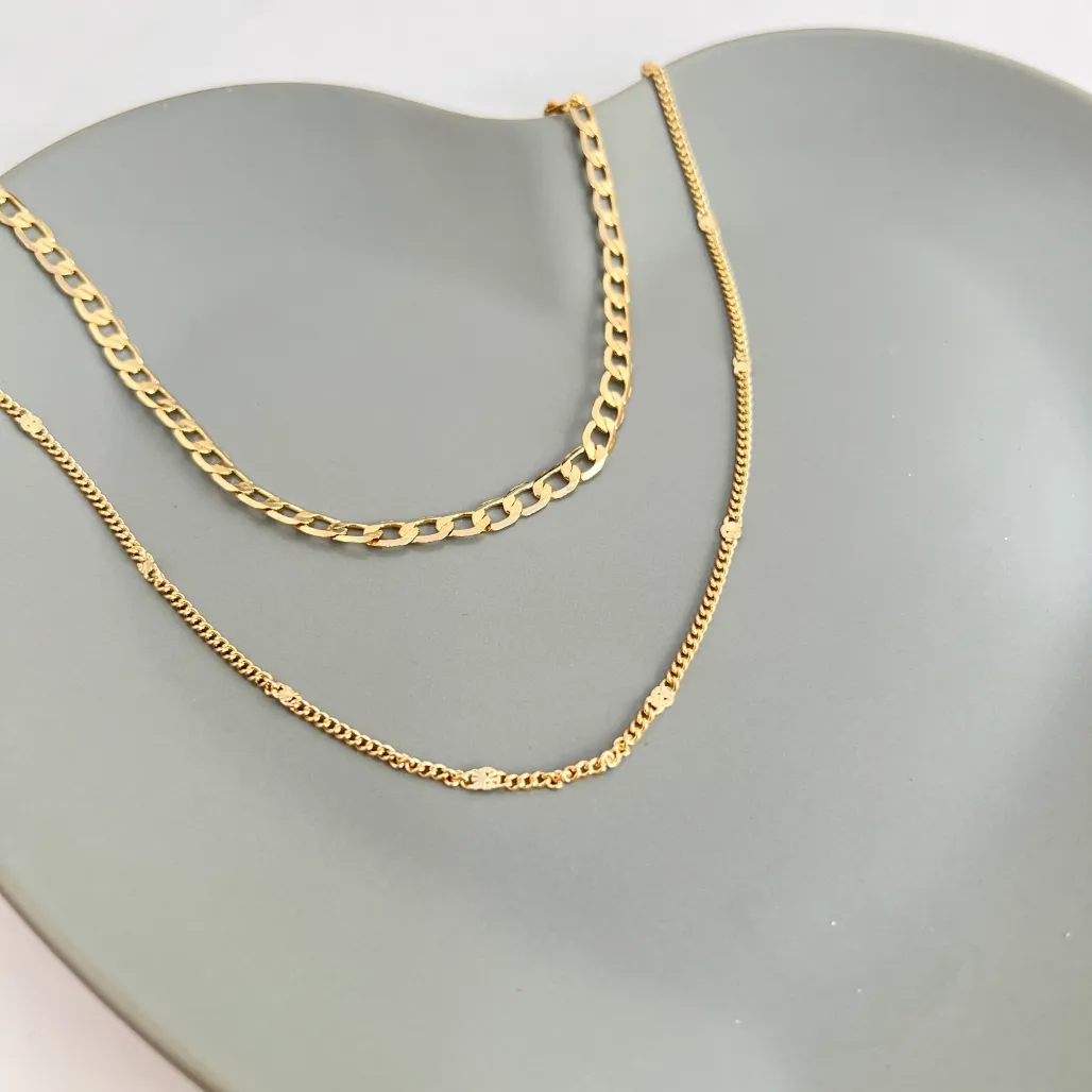 COLAR DUPLO DE CHOKER GRUMET E FININHA 40CM E 50CM