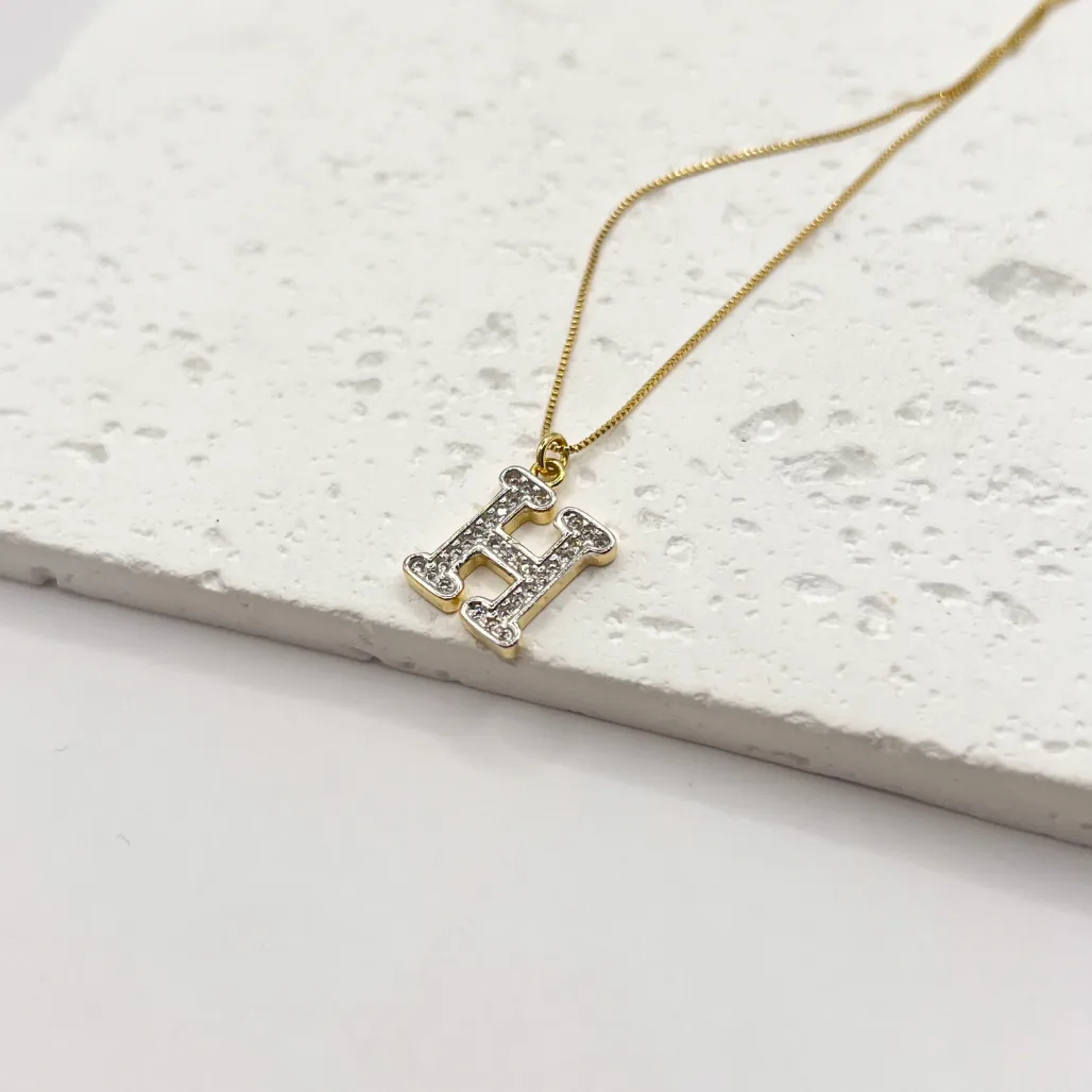 COLAR LETRA MICRO ZIRCONIA - H