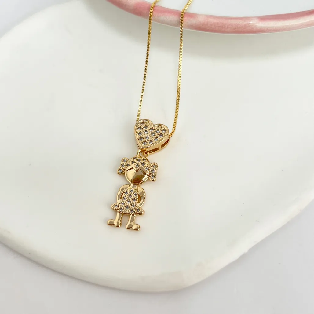 COLAR MENINA COM CORAÇÃO E MICRO ZIRCONIAS