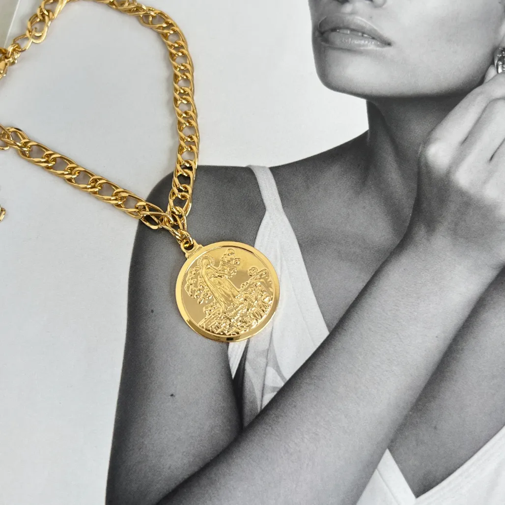 PULSEIRA ELO GRUMET DUPLO COM MEDALHA NOSSA SENHORA DE FÁTIMA