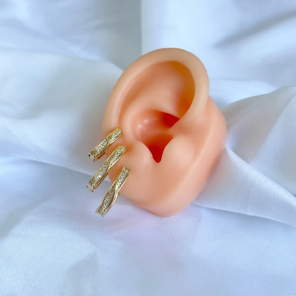 TRIO ARGOLAS ARTICULADA COM MICRO ZIRCONIAS E DETALHES
