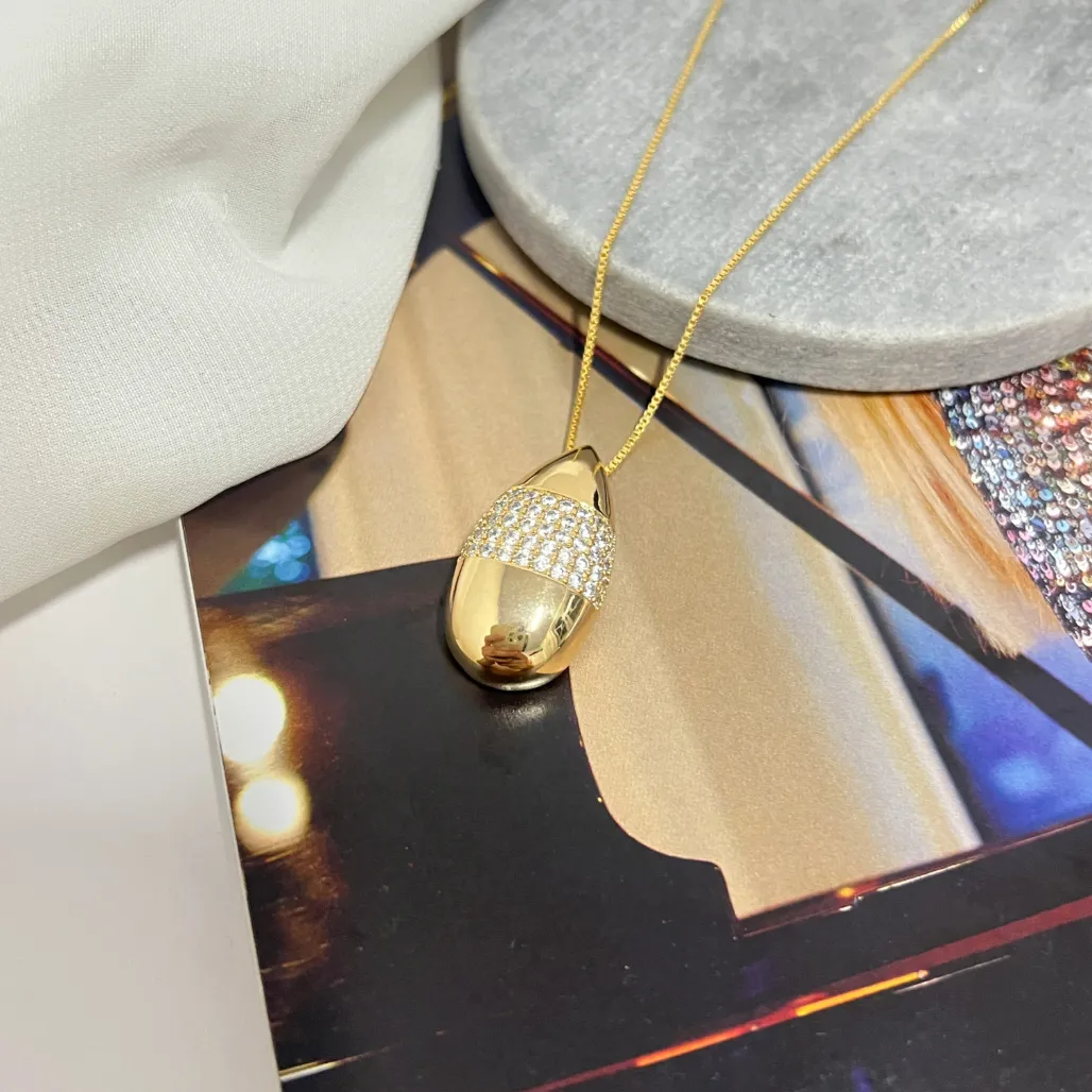 COLAR GOTA 2,5CM COM FAIXA EM MICRO ZIRCONIAS
