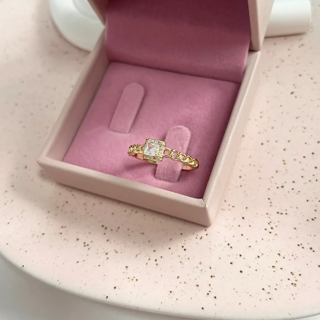 ANEL ARO ELO GRUMET COM ZIRCONIA QUADRADA