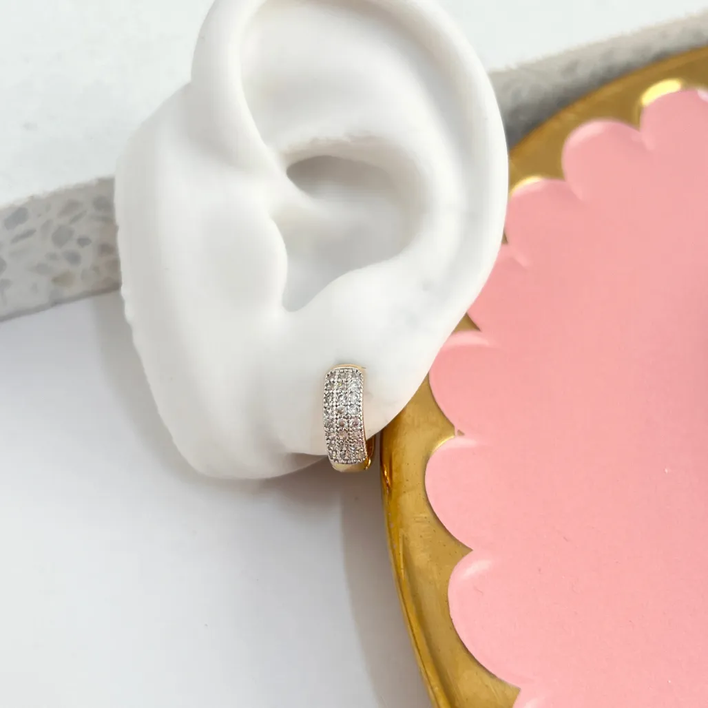 BRINCO ARGOLA ARTICULADA 3 FILEIRA  MICRO ZIRCONIA 1,5CM