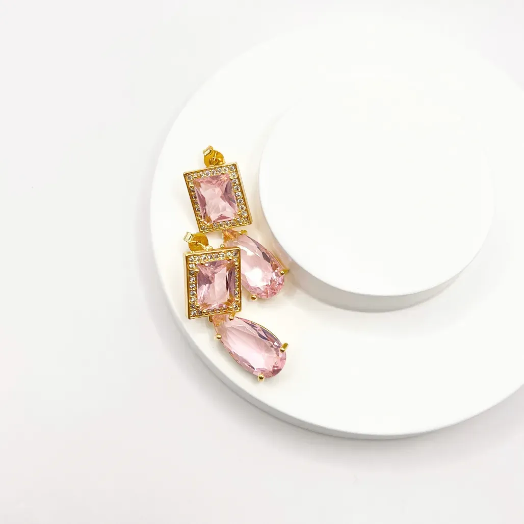 BRINCO PEDRARIA ROSE COM MICRO ZIRCONIA