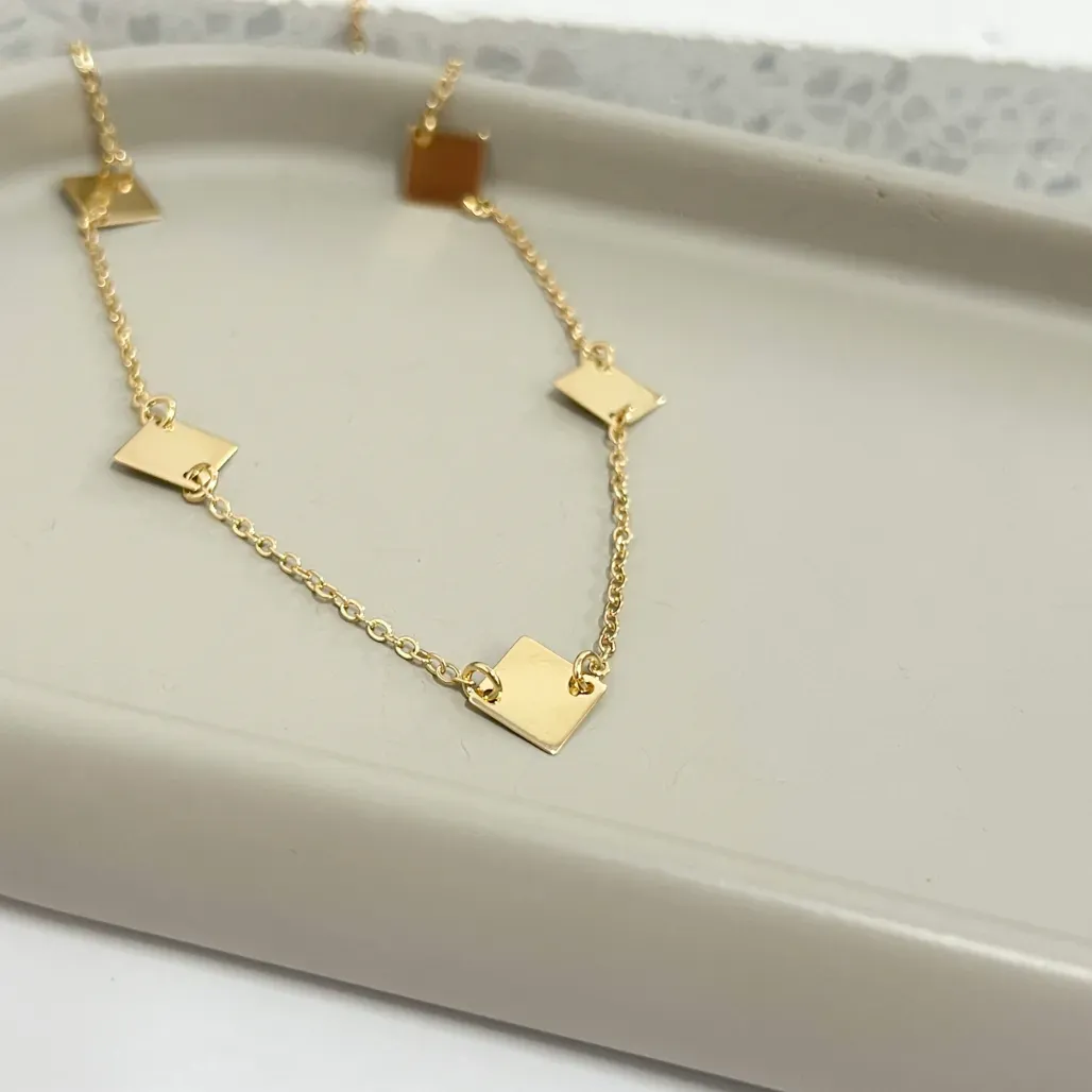 COLAR CHOKER QUADRADINHOS 45CM