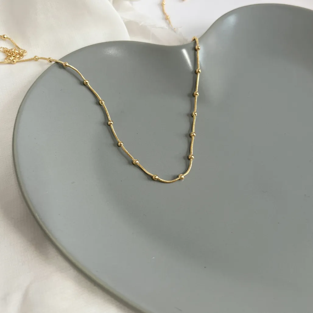 COLAR CHOKER RABO DE RATO COM ESFERAS 45CM