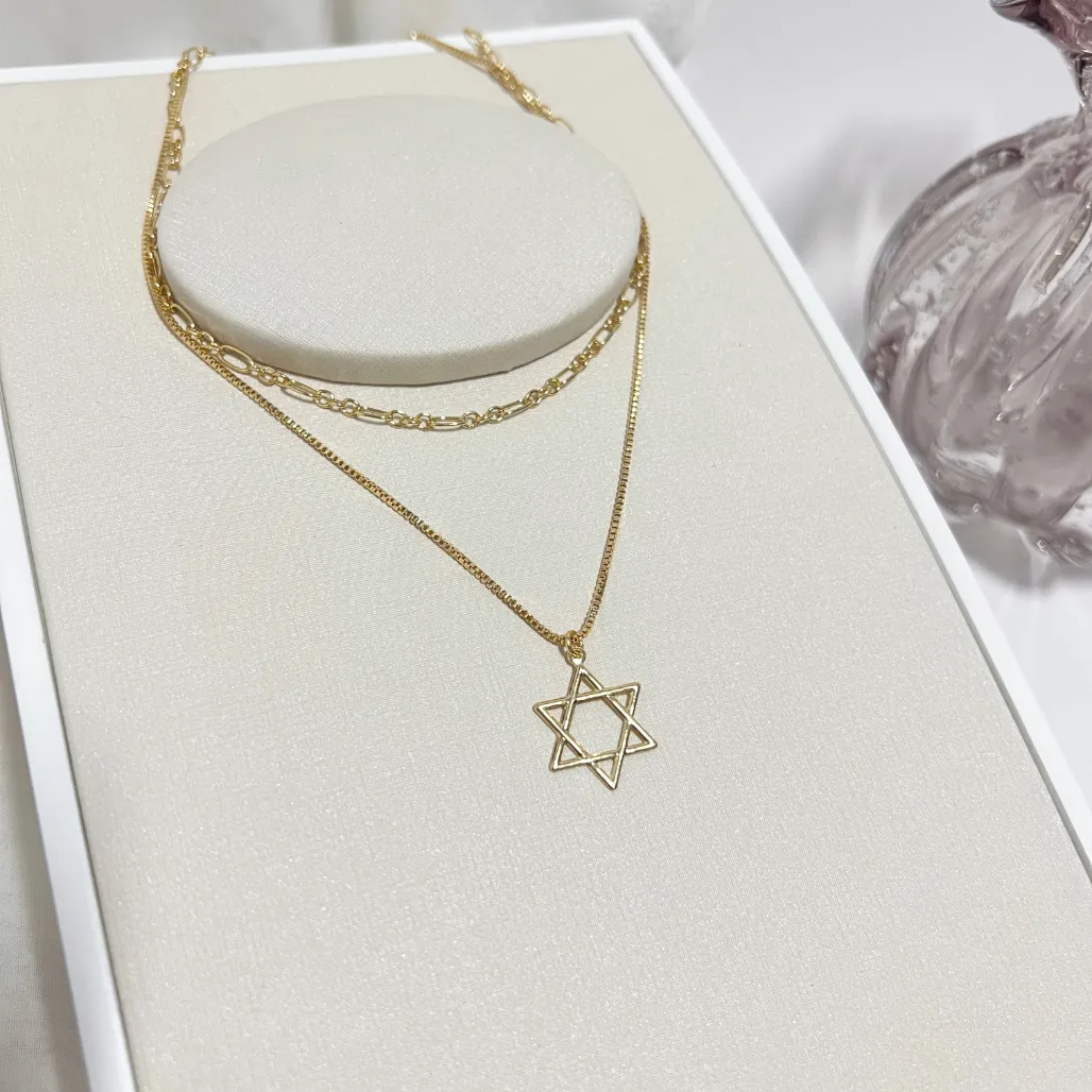 COLAR DUPLO ESTRELA DE DAVI