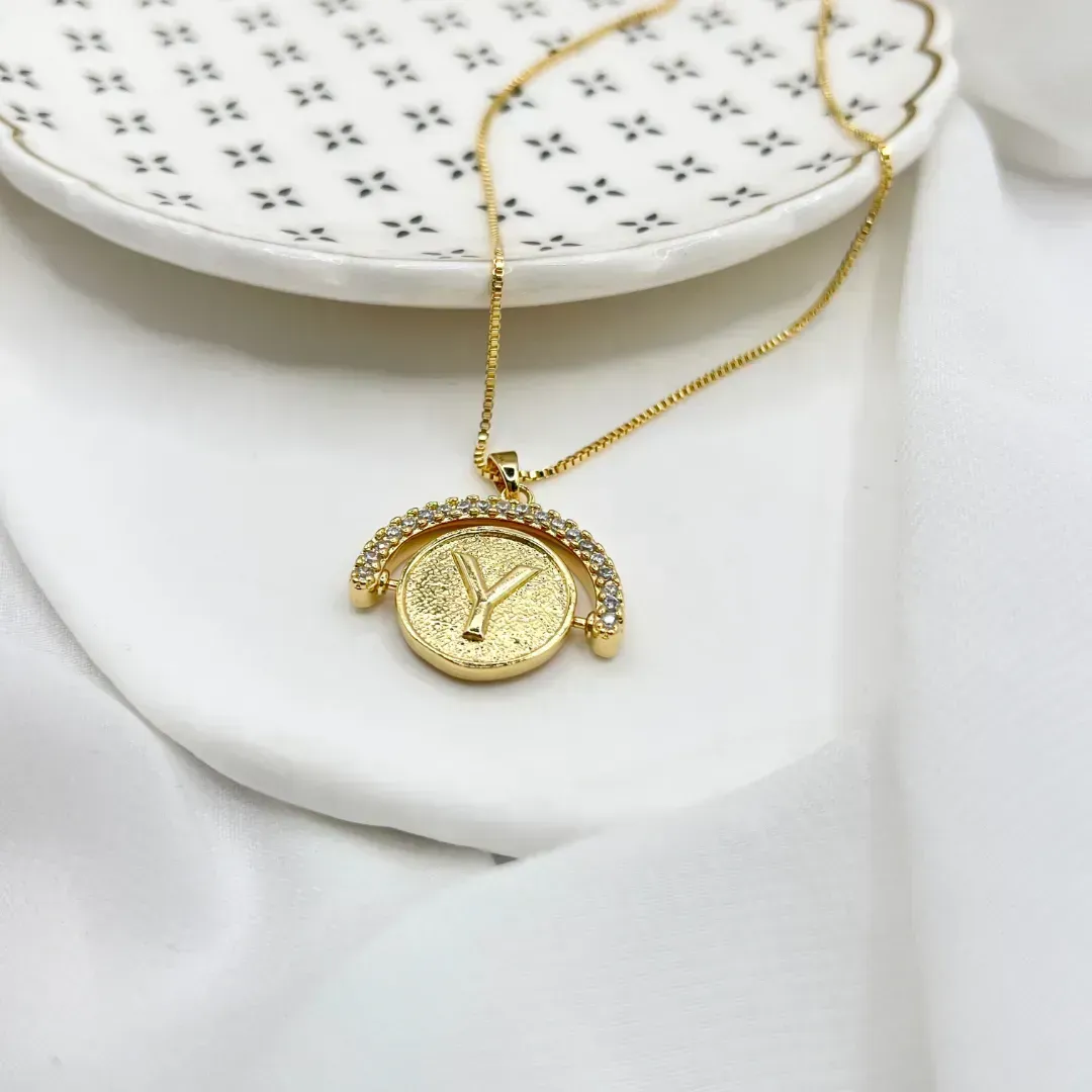 COLAR LETRA GIRATÓRIA ZIRCONIA CRISTAL - Y
