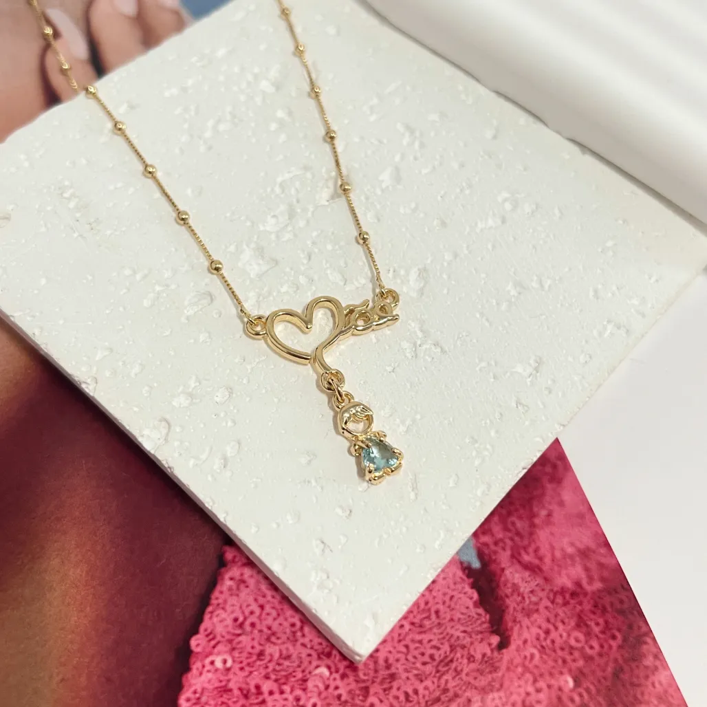 COLAR MÃE COM 1 MENINO COM PEDRA ACQUA