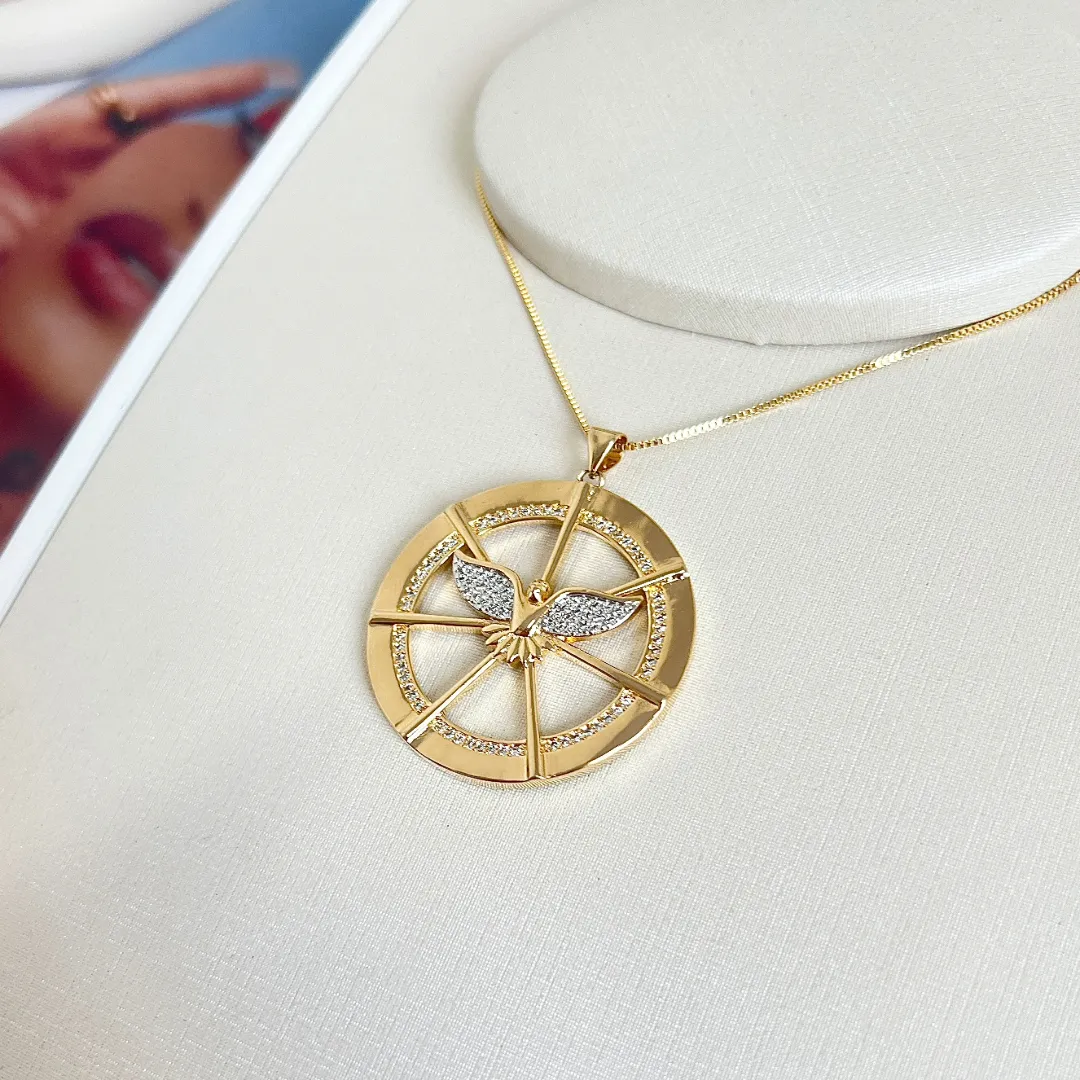 COLAR MEDALHA DIVÍNO ESPÍRITO SANTO 3,5CM