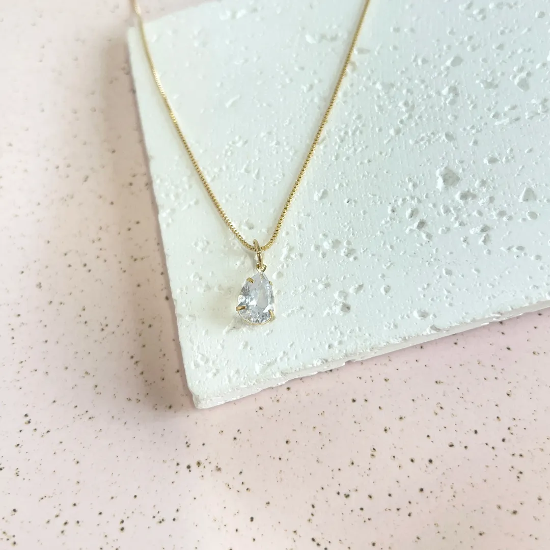 COLAR PINGENTE ZIRCONIA GOTA