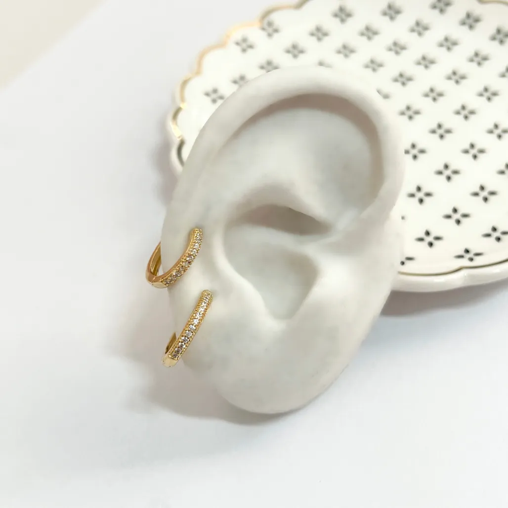 DUPLA ARGOLA ARTICULADA FINA COM ZIRCONIA