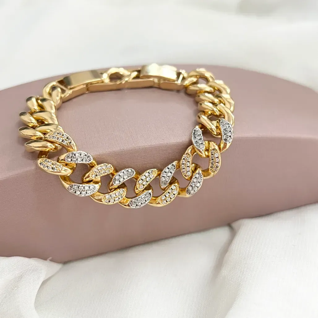 PULSEIRA ELOS CRAVEJADOS COM ELO EXTRA